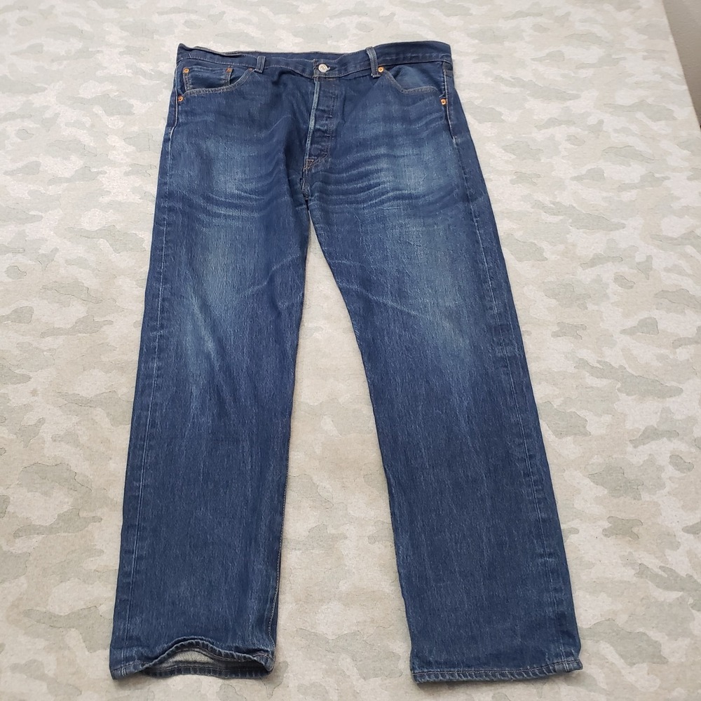 Levi's‎ 501 Jeans Mens 42x32 Blue Button Fly Straight Leg Denim Medium Wash
